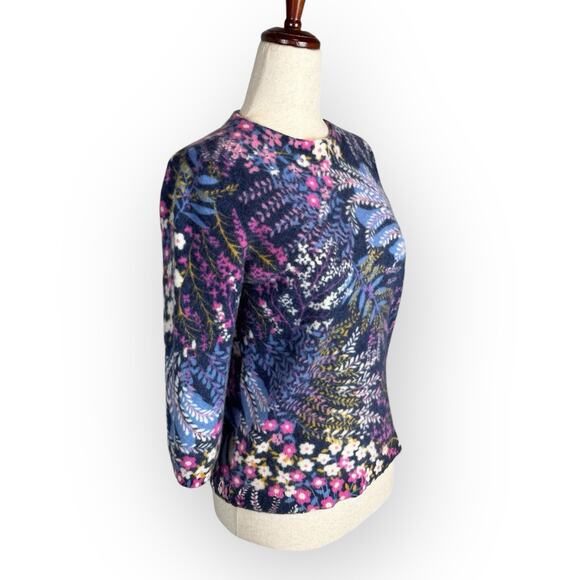 Talbots Cashmere Floral Sweater Size Large (Runs Small) - Picture 2 of 6